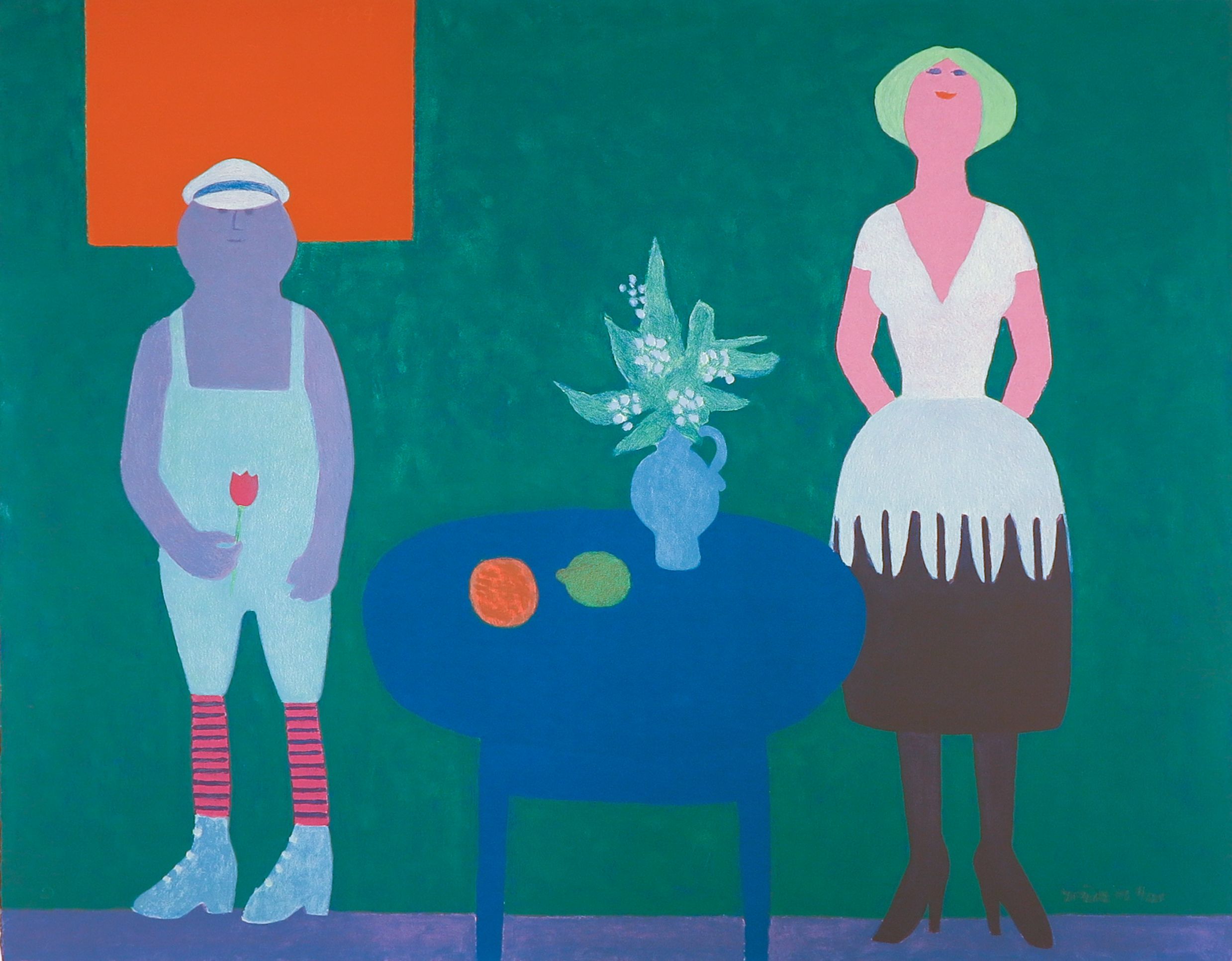 Jan Roëde - Litho, Twee figuren, tafel, vaas en fruit kopen? Bied vanaf 100!