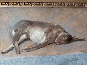 Dirk Arnoldus Tavenraat - Twee dode hazen. Bijna surrealistisch.. kopen? Bied vanaf 325!