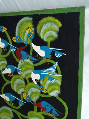Niet of onleesbaar gesigneerd - Acrylverf op doek , “Vogels in de Boom” – 77 x 64 cm kopen? Bied vanaf 1!