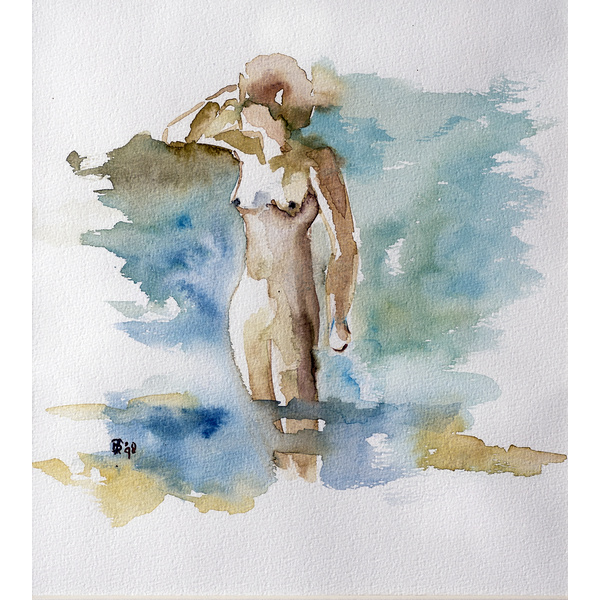 Niet of onleesbaar gesigneerd - Naakt - Aquarel kopen? Bied vanaf 1!