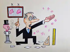 Opland - politiek tekenaar - grote gemengde techniek/collage "dorst naar kennis" kopen? Bied vanaf 34!