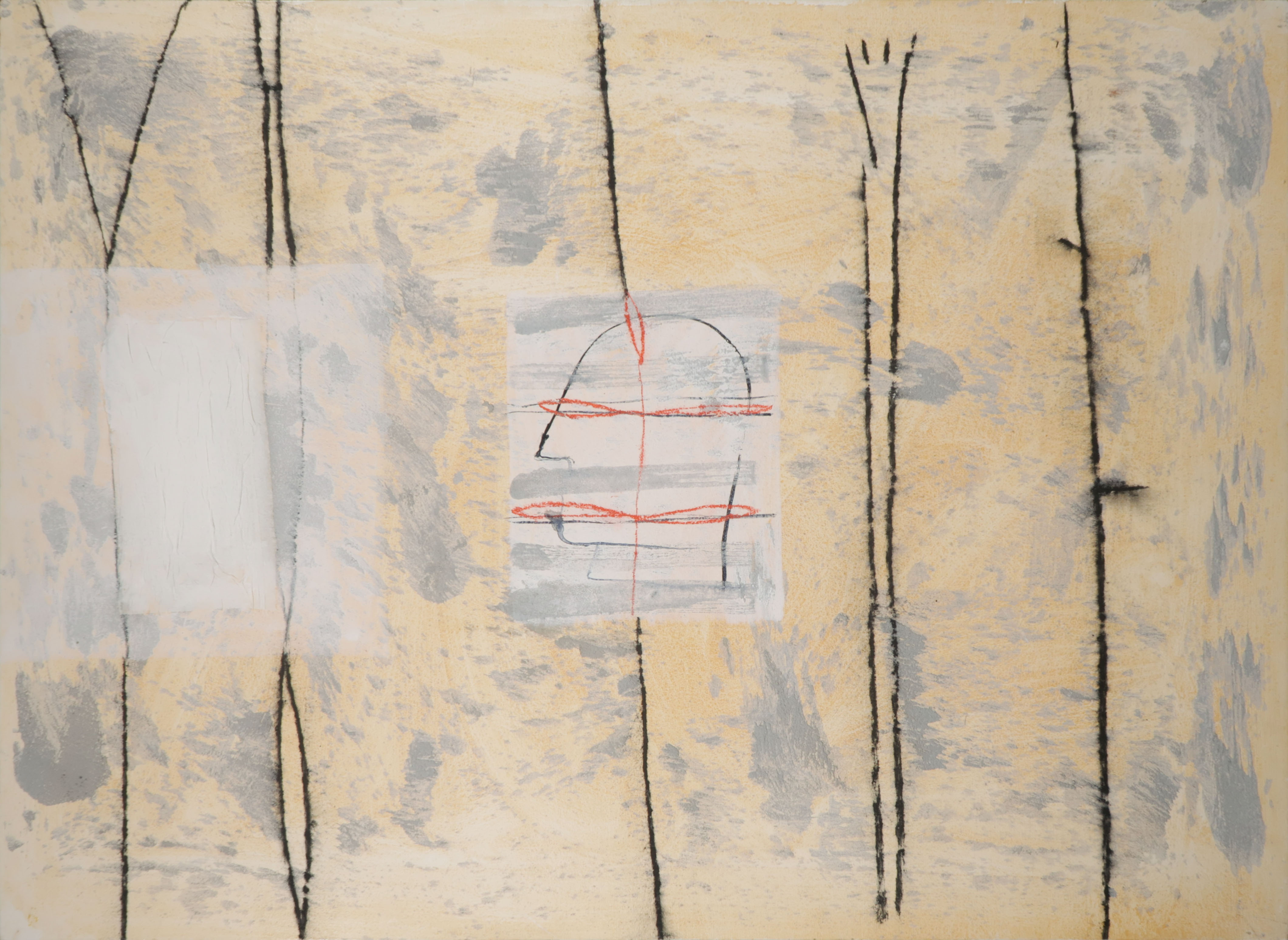 Harmen van der Tuin - Gemengde techniek, o.a. acryl, krijt en cement, Z.T. (Groot) verkocht voor € 120!