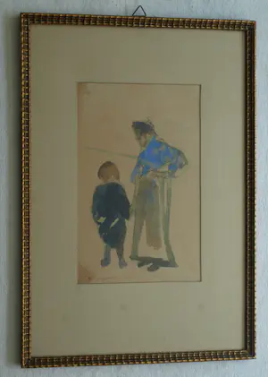 Maarten Jungmann - Ingelijste aquarel , Twee figuren.... kopen? Bied vanaf 50!