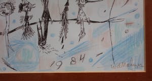 Theo van der Nahmer - potlood/pentekening op papier: 5 vogels - 1984 kopen? Bied vanaf 50!