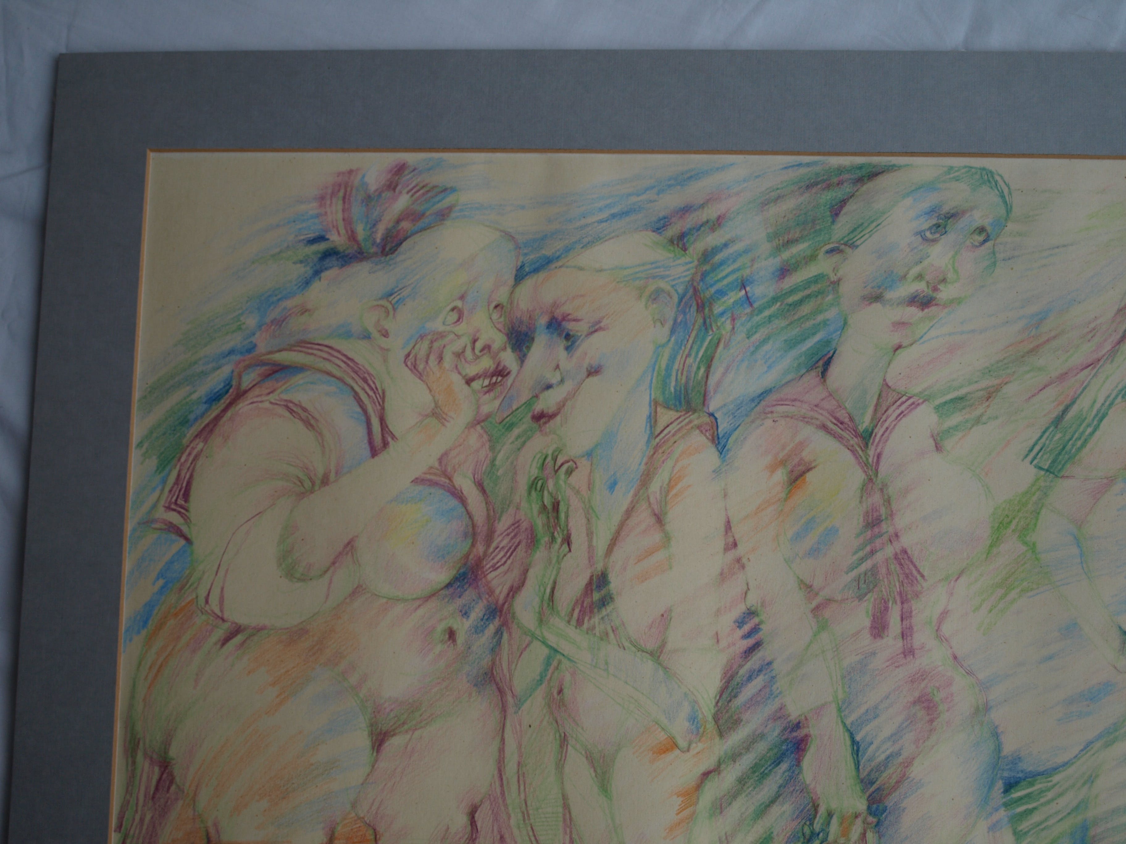 Niet of onleesbaar gesigneerd - Tekening , “Roddelende dames” – gesigneerd – 1985 kopen? Bied vanaf 1!