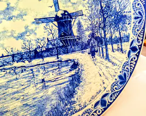 Chemkefa - Wandteller Keramik Delft Blauw Dekor Winterlandschaft nach F.J. du Chattel 70er kopen? Bied vanaf 20!