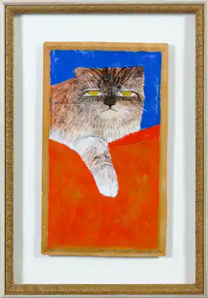 Mohaier Dariush - Gemengde techniek op papier, Kat verkocht voor € 50!