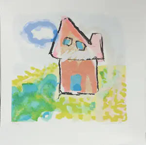 Henk van Vessem - Set van vier litho's, Huisjes - Ingelijst kopen? Bied vanaf 30!