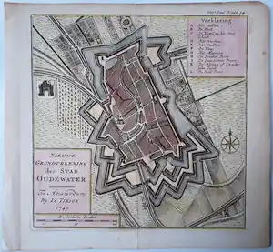Isaac Tirion - Nieuwe Grondtekening der Stad Oudewater. 1749 verkocht voor € 25!