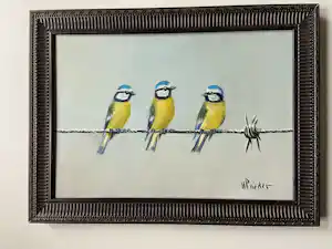 Henk Poeder - Vogeltjes op prikkeldraad verkocht voor € 78!