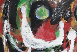 Anton Rooskens - Grote levendige gouache op papier met abstracte figuren - Ingelijst kopen? Bied vanaf 5000!