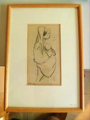 Herman Gouwe - maternite : originele tekening van moeder met baby verkocht voor € 170!