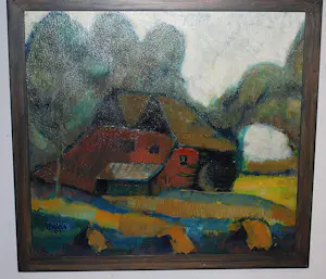 Pieter Briels - boerderij - 1962 - olieverfschilderij kopen? Bied vanaf 20!