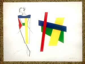 Bob Bonies - & Frans Molenaar: Abstracte compositie - Modeontwerp 2x handgesigneerd 1989 verkocht voor € 100!