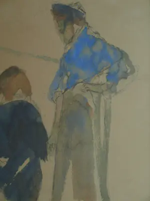 Maarten Jungmann - Ingelijste aquarel , Twee figuren.... kopen? Bied vanaf 50!