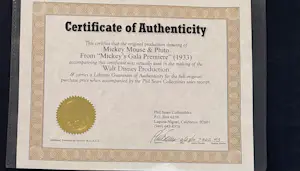 Walt Disney - Originele Disney Animatie-tekening (1933) Mickey & Pluto Met COA Phil Sears! kopen? Bied vanaf 300!