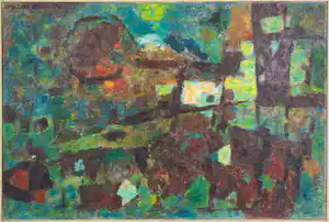 Willem Boon - Olieverf op doek, Kompositie 1964 - Ingelijst verkocht voor € 250!