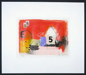 Theo Koster - Zeefdruk en collage, E 5 kopen? Bied vanaf 1!