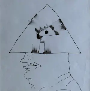 Lucebert - Oost-Indische inkt op papier | 'Tête Triangulaire' | 1981 (INGELIJST) kopen? Bied vanaf 850!