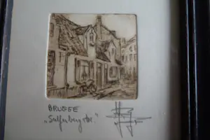 Yvan Royon - Originele miniatuur ets met een tafereel uit Brugge kopen? Bied vanaf 30!