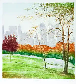 Harvey Kidder - Radierung und Aquatinta, Cityscape verkocht voor € 50!