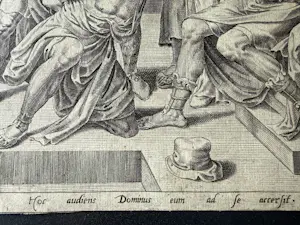 Maarten van Heemskerck - Der Diener wird vor den König gebracht. Philips Galle 1560 kopen? Bied vanaf 145!