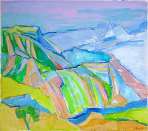 Joe Wols - Acryl op papier, Landschap II verkocht voor € 66!