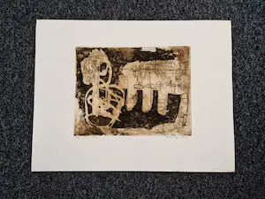 Jan Montyn - Grote monochrome - eigen druk - 1961 Ets "God verbannen" kleine oplage (4/7) kopen? Bied vanaf 110!