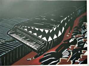 Jeroen Henneman - zeefdruk piano,piano AH verkocht voor € 75!