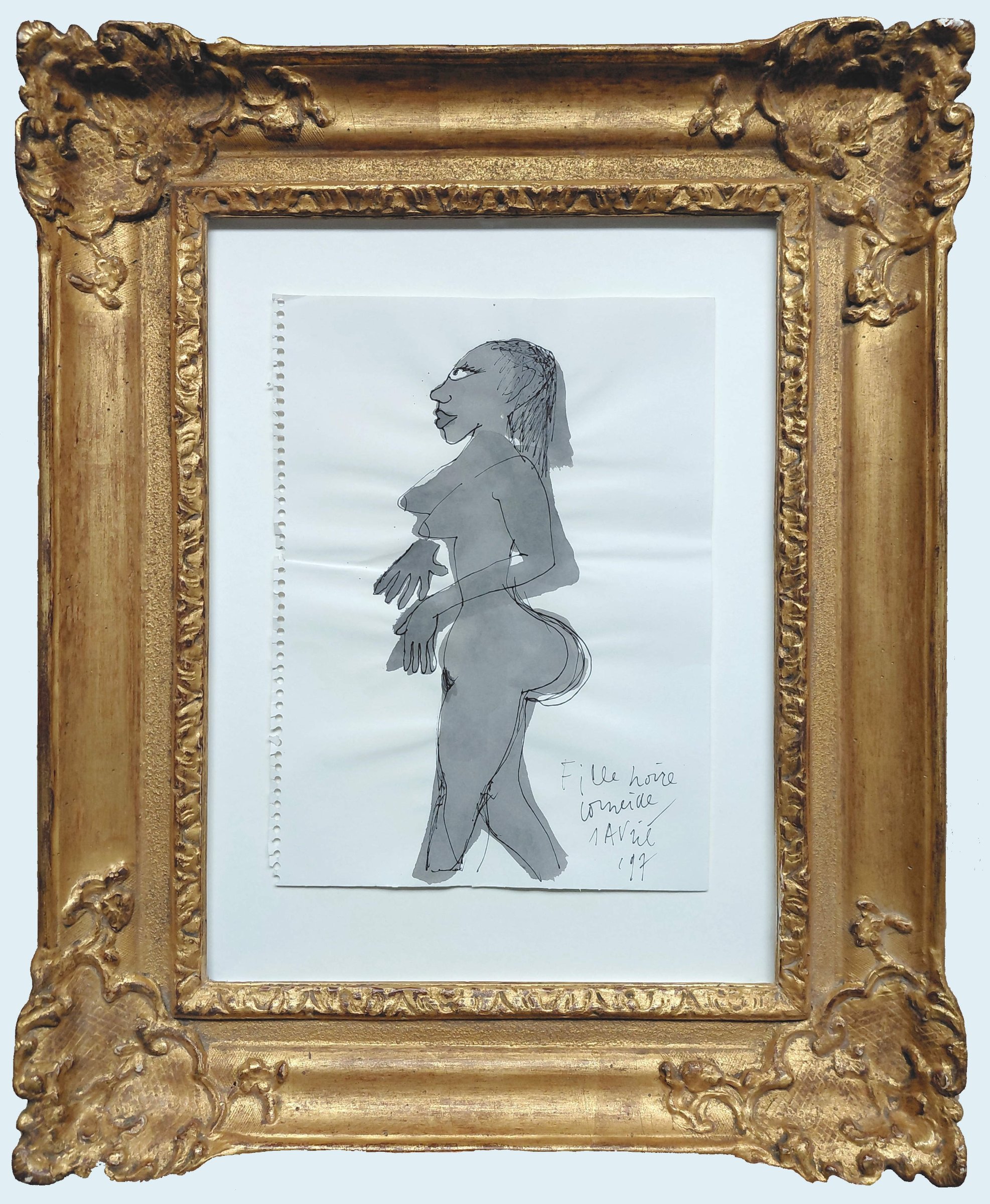Corneille - Fille noire, gemengde techniek op papier (mooi ingelijst) kopen? Bied vanaf 1000!