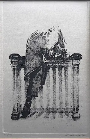 Hans Leyerzapf - "Judge, here I come " - ets vernis-mou - ingelijst kopen? Bied vanaf 75!