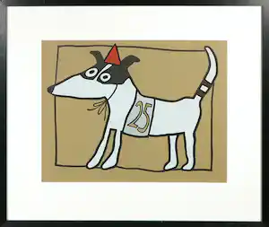 Titi Zaadnoordijk - Zeefdruk, Racehond nummer 25 - Ingelijst verkocht voor € 60!