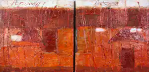 Antonio Poioumen - Acryl op doek, Tweeluik, La rouge mystiek verkocht voor € 70!
