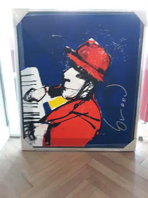Herman Brood - Kleurenzeefdruk IK 2000 op LINNEN in Baklijst--Handgesigneerd. kopen? Bied vanaf 575!