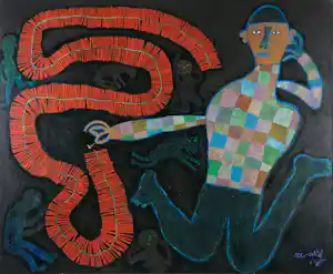 Shahid Parvez - Acryl op doek, 923CRACKERS (Zeer groot!) + boekje verkocht voor € 750!
