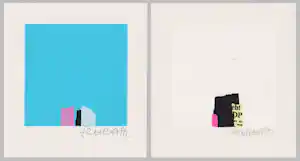 Bodo Schramm - 2x Lufthansa kunst Bodo Schramm – Geometrische Composities | GRATIS VERZENDING kopen? Bied vanaf 30!