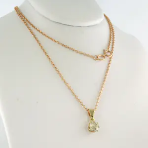 14k gouden collier en solitair hanger met Bolsjewiek geslepen diamant kopen? Bied vanaf 480!