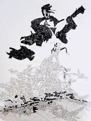 Roger Chailloux - Fraai gedetailleerde Ets "Intervalles d'un point et un autre" kleine oplage ! verkocht voor € 37!