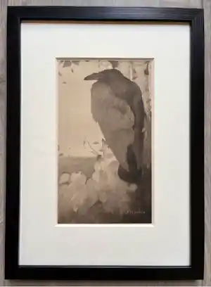 Jan Mankes - Originele Heliogravure Raaf in Berkenboom 1923 verkocht voor € 175!
