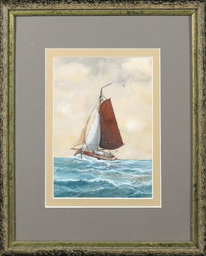 Niet of onleesbaar gesigneerd - Gouache, Boot - Ingelijst kopen? Bied vanaf 1!