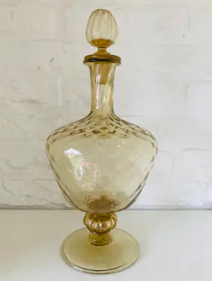 Empoli Glas - Vintage amberkleurige karaf van Empoli, Italy, jaren 60-ig kopen? Bied vanaf 45!
