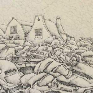 Niet of onleesbaar gesigneerd - C28579-2, pentekening Vrouwenrecht Delft kopen? Bied vanaf 10!