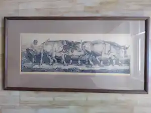 Pieter Dupont - Ploegende ossen. verkocht voor € 85!