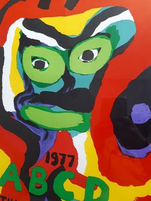 Karel Appel - Affiche tentoonstelling Parijs Zomer 1977 - ingelijst - zeer zeldzaam kopen? Bied vanaf 120!