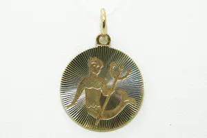 48 - 14 karaats geelgouden Vintage zodiac hanger met afbeelding van een waterman kopen? Bied vanaf 180!