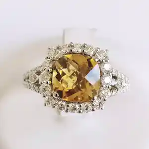 Citrien en diamanten ring kopen? Bied vanaf 2450!