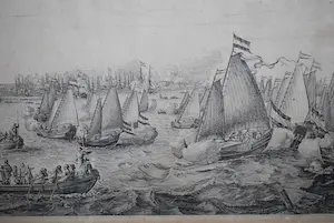 Simon de Vlieger - uitg. BLAEU 1638 - grote ets van 't IJ Amsterdam door Salomon Savrij (1593-1683) kopen? Bied vanaf 150!