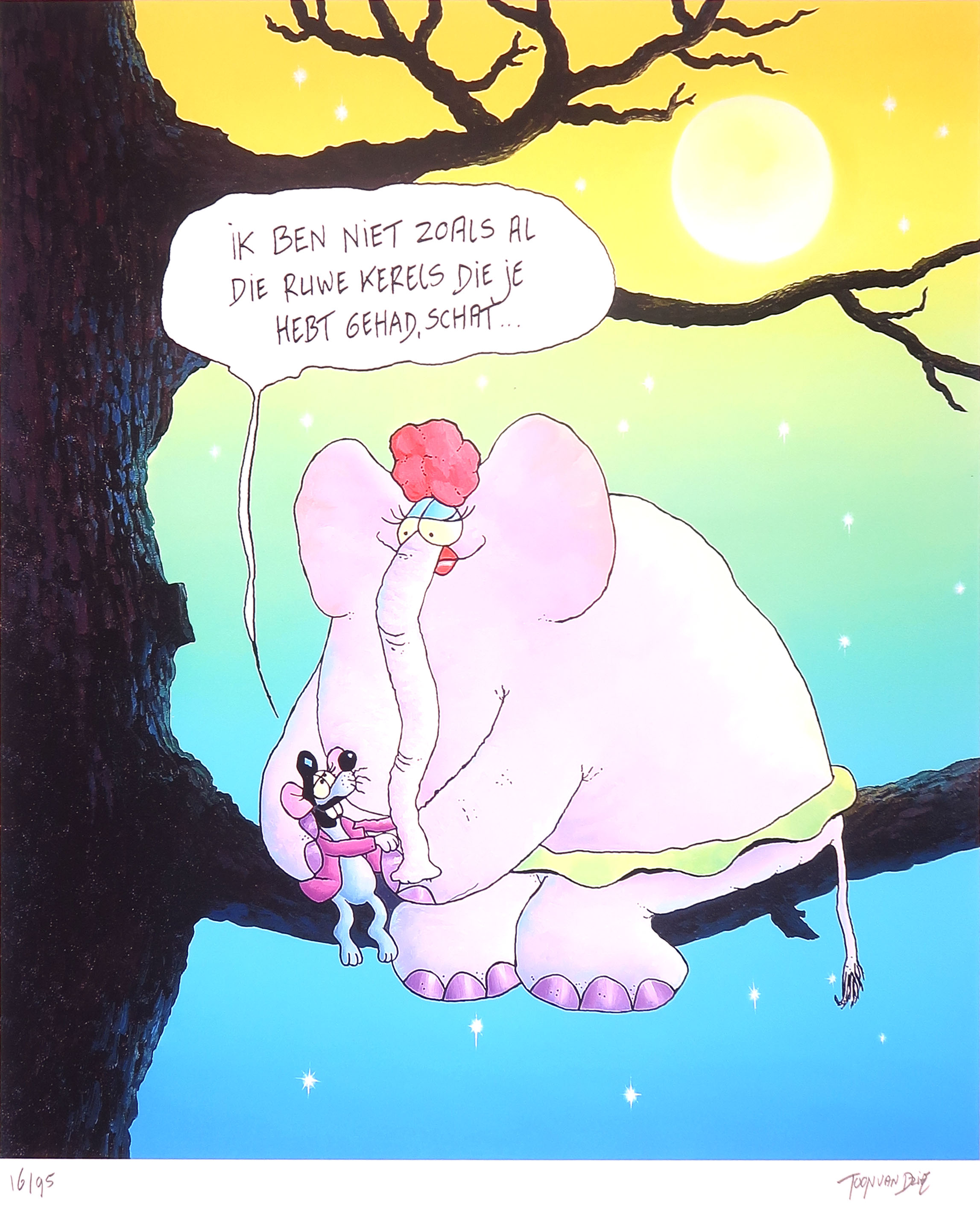 Toon van Driel - Zeefdruk, Olifant (Groot) verkocht voor € 35!