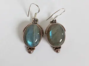 Oorhangers 925 sterling zilver met grote labradoriet cabochons kopen? Bied vanaf 20!