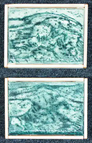 Janus Nuiten - Olieverf op doek, Lot van twee 'Landschappen' - Ingelijst verkocht voor € 40!